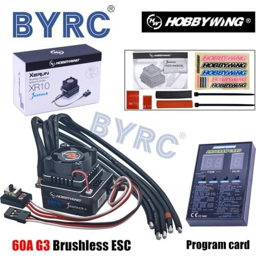 Hobbywing Xerun XR10 Justock G3 60A Sensored Brushless ESC +Program Card for 1/10 Flat Sports Drift Cars