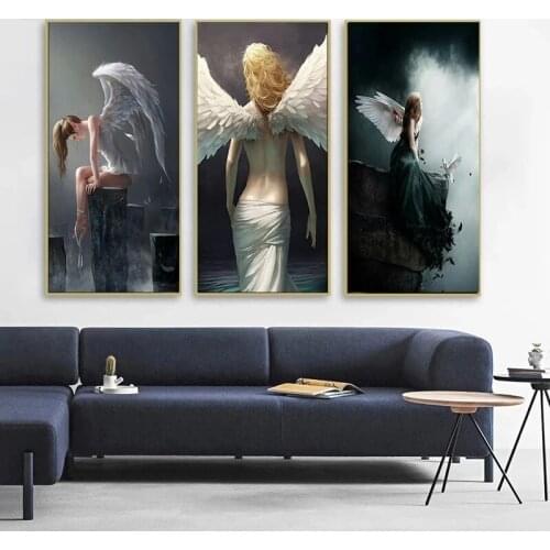 Gray Character Wings Skull Devil and Angel Canvas Painting Posters and Prints Home Poster Painting Living Room Decor Cuadros