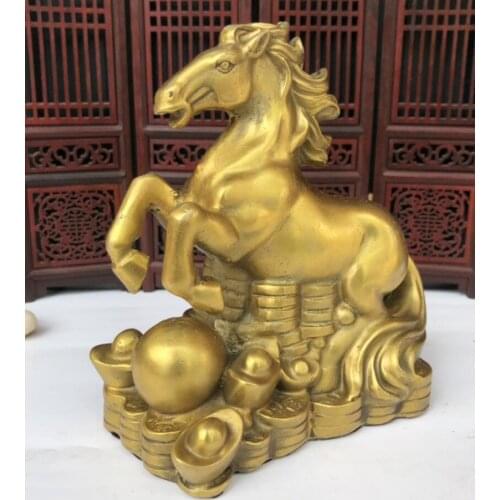 China brass recruit wealth horse crafts statue
