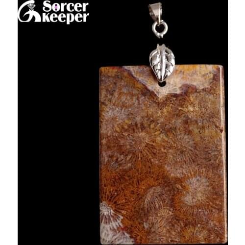 Classic Hot Natural Healing Crinoid Fossil Gem Stone Pendant Necklace For Women And Men Chrysanthemum Stone Jewelry BE453