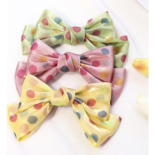 Colorful Dot Mesh Gauze Big Bow Top Clip Hairpin Multi-layer Yarn Barrette Clip Hair Accessories Fashion Hair Clip