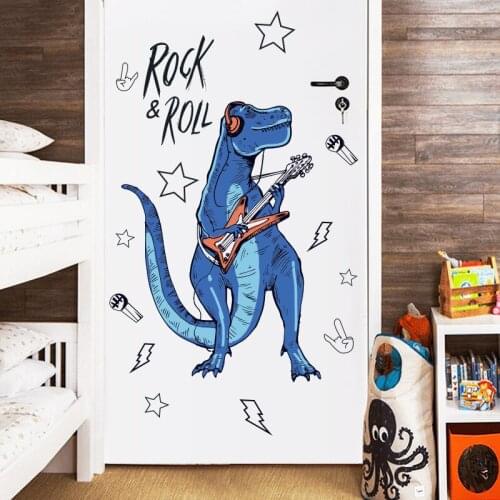 Cute Dinosaur Wall Stickers Door Refrigerator Sticker Corner Decoration Self-Adhesive Home Decor Kids Bedroom Room Decoration