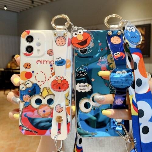 Cute Diamond Cookie Monsters Elmo Phone Case For Iphone 12 Pro Max 11 7 8 XR 6 XR XSMAX Soft Shockproof Cover For iphone11 Coque
