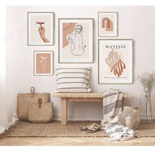 Matisse Print Set, Gallery Wall Set, Boho Gallery Set, Boho Art Set, Boho Art Prints, Line Art Gallery Wall, Blush Pink Wall Art