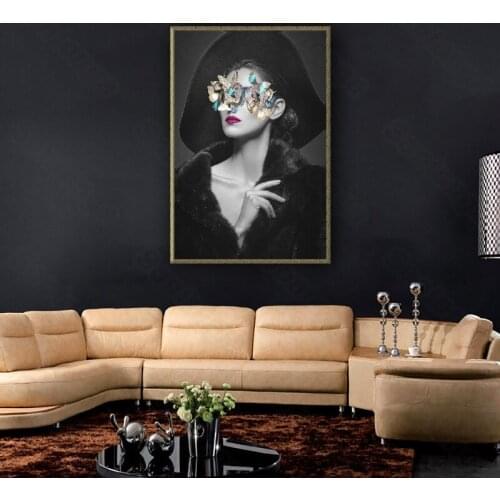Figure Painting Model Butterfly Eye Mask Nordic Decorative Painting Porch Living Room Corridor Study Room Hotel Painting