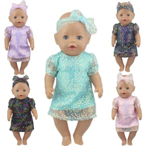 New Sequin skirt suit Fit for 43cm Doll 17 Inch Dolls Clothes, Doll accessories
