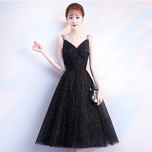 Evening Dress Female Banquet Birthday Party Dresses Spaghetti Strap Sexy V-neck Backless 2019 New Fashion Formal Prom Dress