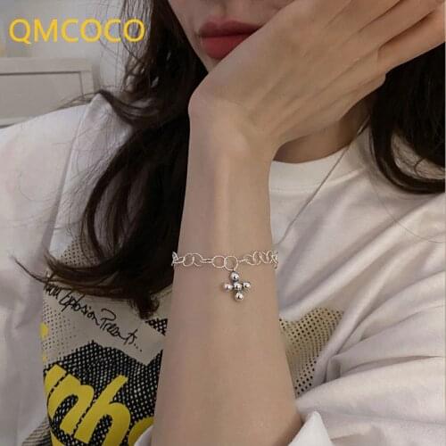 QMCOCO New 925 Silver Bracelet INS Style Fashion Vintage Couples Unique Chain Design Party Jewelry Cross Pendant Accessories