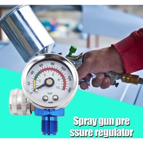 G1/4 inch 0-150PSI Threaded Spray Gun Adjust Air Pressure Regulator Gauge Car Auto Repair Painting Pneumatic Tools Accessories