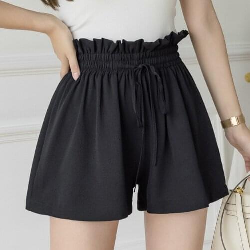 Fashion Shorts Summer Women Chiffon Skirt Wide Trousers Elastic High Waist Plus Size Casual Loose Printing Elegant Short Pants