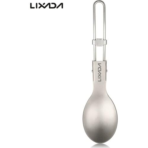 Lixada Titanium Folding Spork Lightweight Portable Outdoor Camping Cutlery Dinner Spoon Flatware Picnic Hike Travel Tableware