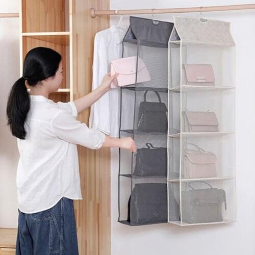 Storage Bags Organizer Hanging Wardrobe Bedroom Wall Shelf Pouches Container Hanger Storage Rack 2021 Dustproof Storage Artifact