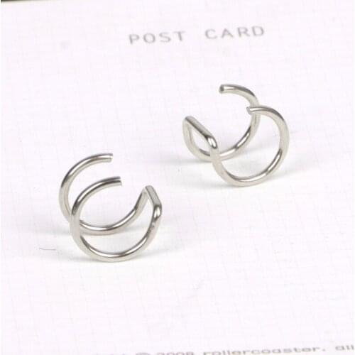 Titanium 2 Rings Ear Cuff Clips On Helix Cartilage Ring No Piercing Body Jewelry T84A