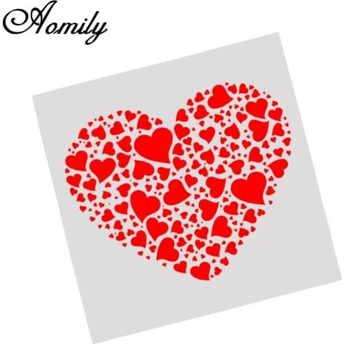 Aomily 13*13cm Love Heart Cake Stencils Airbrush Painting Art Molds Wedding DIY Fondant Decorating Tool Coffee Espresso Stencils