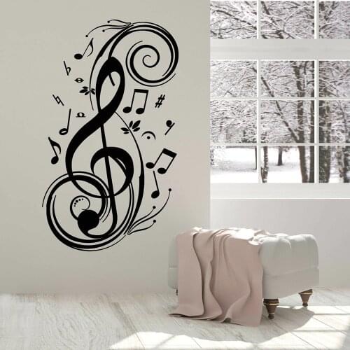 Music Note Vinyl Wall Decal Sign Melodious Notes Music School Stickers Mural Musical Wall Door Window Room Home Decor M82