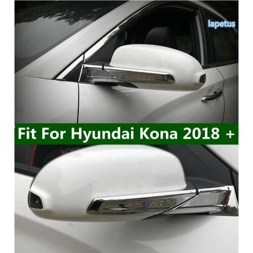 Lapetus Chrome Bright Style Door Mirror Protector Strip Cover Trim 4 Piece Fit For Hyundai Kona 2018 - 2021 ABS Accessories