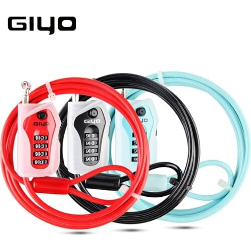 GIYO Bicycle Cable Lock Ski Board Motorcycle MTB Road Bike Lock Anti-Theft Combination 4 Digit Code Helmet Wire Lock 2 Meters