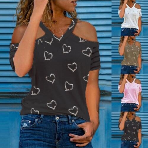 New Summer Off Shoulder Casual Short Sleeved T Shirts Womens Sexy Letter Printed Oversize Plus Size Fashion Clothes Tops Female