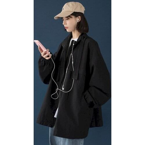 Workwear jacket jacket women 2020 Korean version loose retro Hong Kong flavor student autumn black casual workwear jacket