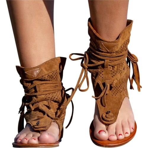 Womens sandals 2021 босоножки женские Women Girls Retro Bohemian Tassel Sandals Roman Beach Shoes Boots sandales femmes été
