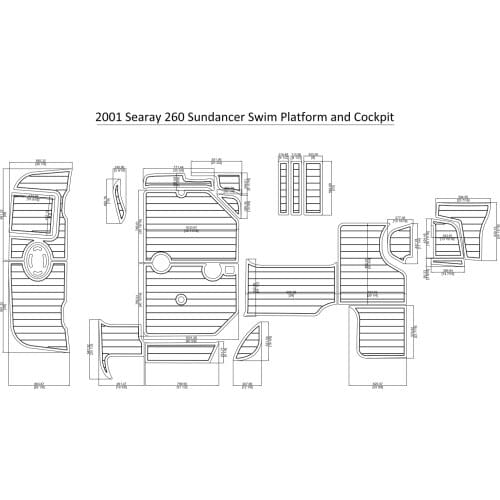 2001 Searay 260 Sundancer Swim Platform and Cockpit Pad Boat EVA Teak Decking 1/4" 6mm
