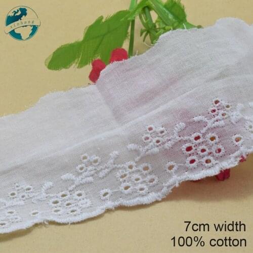 5yards 7cm white 100% cotton embroidery lace french lace ribbon fabric guipure diy trims warp knitting sewing Accessories#3732