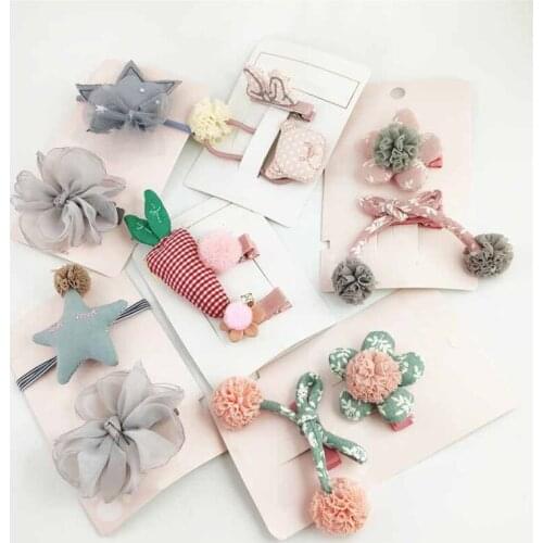 Girls hair accessories head rope does not hurt hair holster Japanese sweet cute little fairy head flower hair clip headdress set