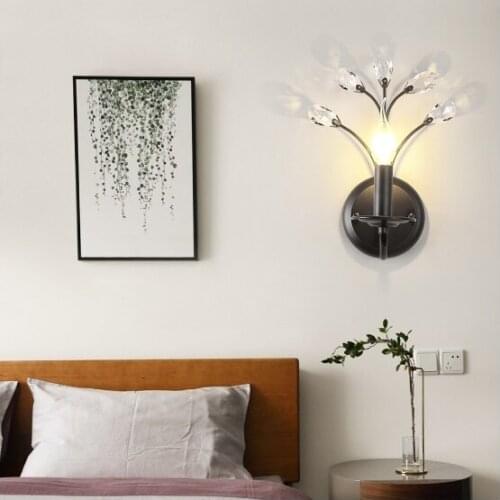 American country crystal wall lamp bedside lamp stylish simple wall lamp post modern crystal wall lamp