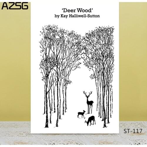 AZSG The Deer In The Forest Clear Stamps/Seals For DIY Scrapbooking/Card Making/Album Decorative Silicone Stamp Crafts