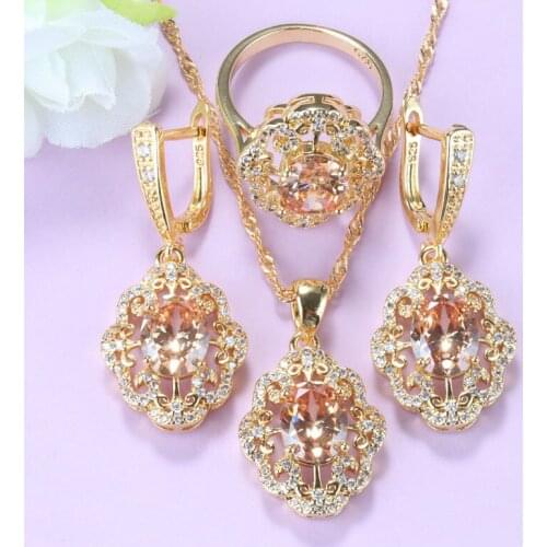 Free Independent Gift Box Gold-Color African Women Bridal Accessories Earrings And Necklace Jewelry Set