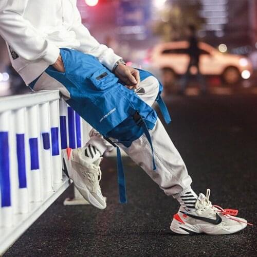 2021Men Fashion Cargo Pants Japanese Streetwear Wide Leg Pants 2Colours Techwear Baggy Tactical Trousers Clothes for Street Boys