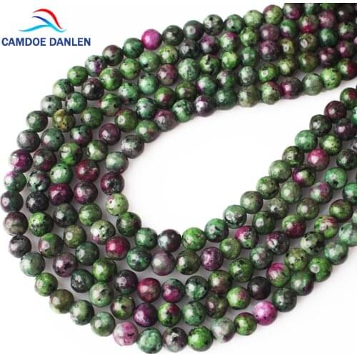 CAMDOE DANLEN Natural Stone Beads Epidote Zoisite Tourmaline Color Beads 6 8 10 12MM Fit DIY Beads For Bracelets Jewelry Making