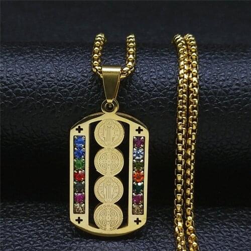 2021 Catholicism Jesus Crystal Stainless Steel Chain Necklaces for Women Geometry Jesus Long Necklace Jewelry collier N4909S05