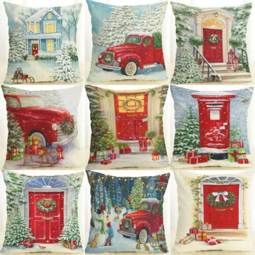 Cover 18" Cotton Car Sofa Décor Christmas Cushion Linen Home Pillow Case