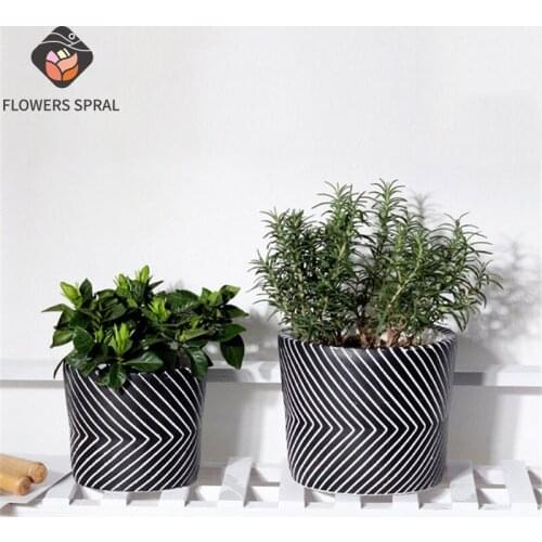 Black And White Flower Pot Modern Home Decoration Flower Pot Dried Flower Succulent Flower Pot Table Decoration And Accessories