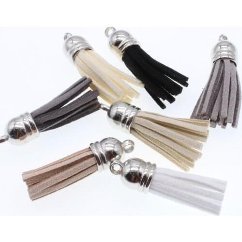 CHONGAI 20pcs 38mm Fiber Fringe Suede Tassel Key Chains For DIY Jewelry Accessories