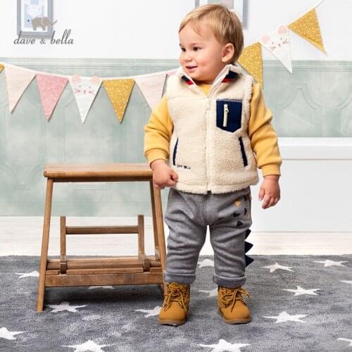 DBX14603 dave bella winter kids boys casual pockets letter padded coat children fashion sleeveless vest