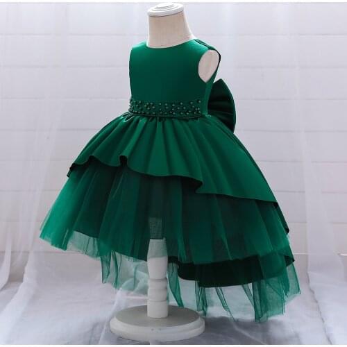 Kids Princess Dress for Girls Flower Ball Gown Baby Kids Clothes Elegant Green Party Wedding Costumes Children Clothing