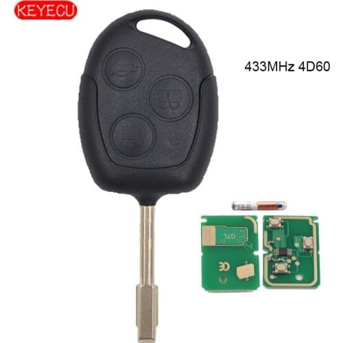 KEYECU Remote Key 433MHz Transponder Chip 4D60 Glass 3 Button for Focus Focus Mondeo Fiesta C-max Uncut Blade FO21 1998-2004