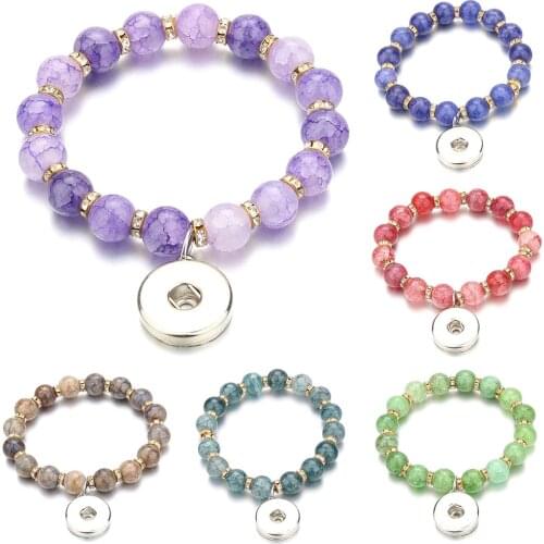 Snap Jewelry Beaded Snap Button Bracelet Fit 18mm Snap Buttons Jewelry DIY Handmade Beads Bracelet for Women