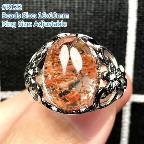Top Natural Ghost Phantom Quartz Ring Jewelry For Woman Lady Man Crystal Garden Silver Love Gift Adjustable Finger Ring AAAAA