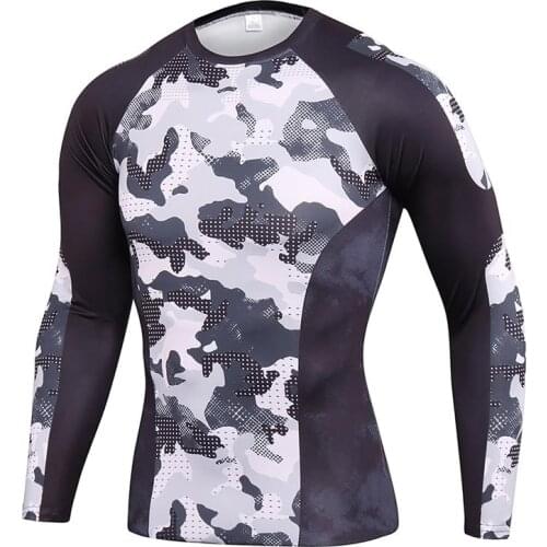 Compression Sports Shirt Men Long Sleeve Camouflage Fitness 3D Quick Dry Mens Running T Shirt Gym Clothes Top Rashgard