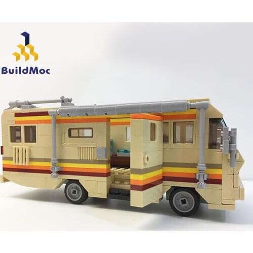 BuildMoc Technical Car MOC TV Show Camper Van City Space Lab RV Bus Building Blocks Bricks Technician Car Model Toy For Children