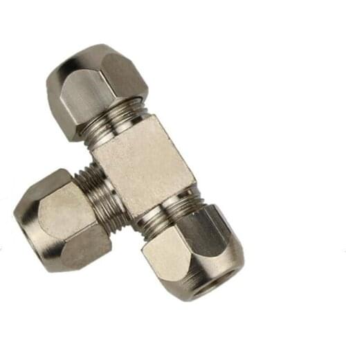 Brass 3 Way Ferrule Tube Compression Pipe Fitting Tee Type Quick Connector 4mm 6mm 8mm 10mm 12mm 14mm 16mm