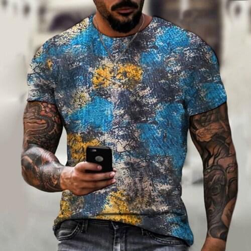 Mens Summer Casual T-shirt Street Style Cool T-shirt Brand Clothing 3d Printing Oil Painting Short Sleeve