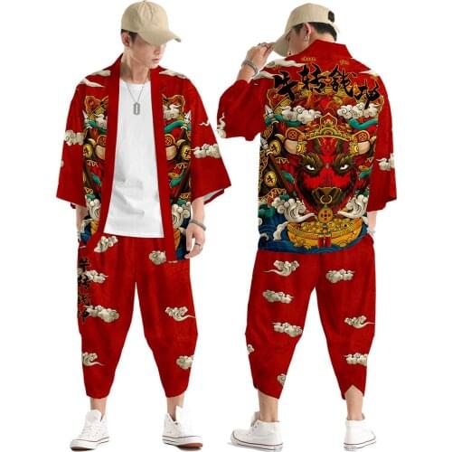 Retro Men Asian Costumes Improved Kimono Cardigan Summer Beach Sunscreen Loose Kimono Men Shirt Yukata Haori
