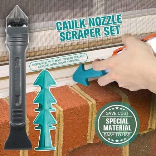 Caulk Nozzle Scraper Set Reusable Sealant Angle Scraper Silicone Grout Caulk Tools For Tile Brick Joints Dirt Kit Tools Cleaning