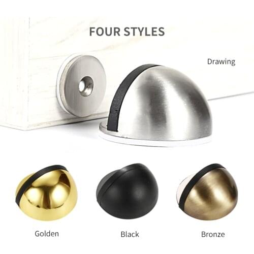Stainless Steel Punch-free Sticker Hidden Rubber Door Stopper Door Holders Catch Floor Mounted Nail-free Door Stops