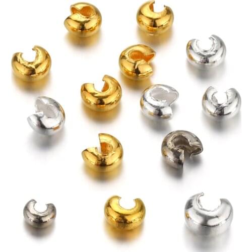 100pcs Metal Round Covers Crimp End Beads Dia 4 5 6mm Stopper Spacer Beads For DIY Jewelry Making Findings Handmade Supplies