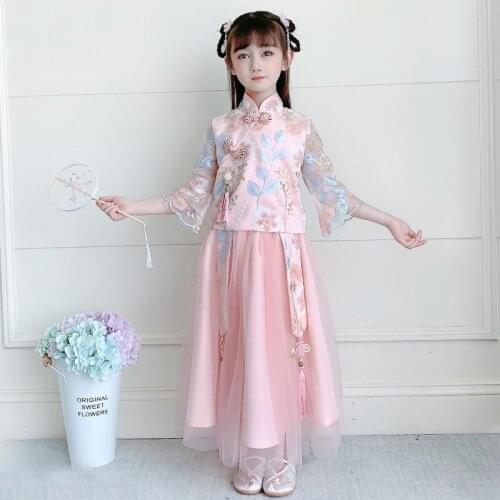 Girls Chinese Traditional Hanfu Dress Ancient Chinese Opera Tang Han Ming Costume Dynasty Child Clothing Folk Dance for Kids